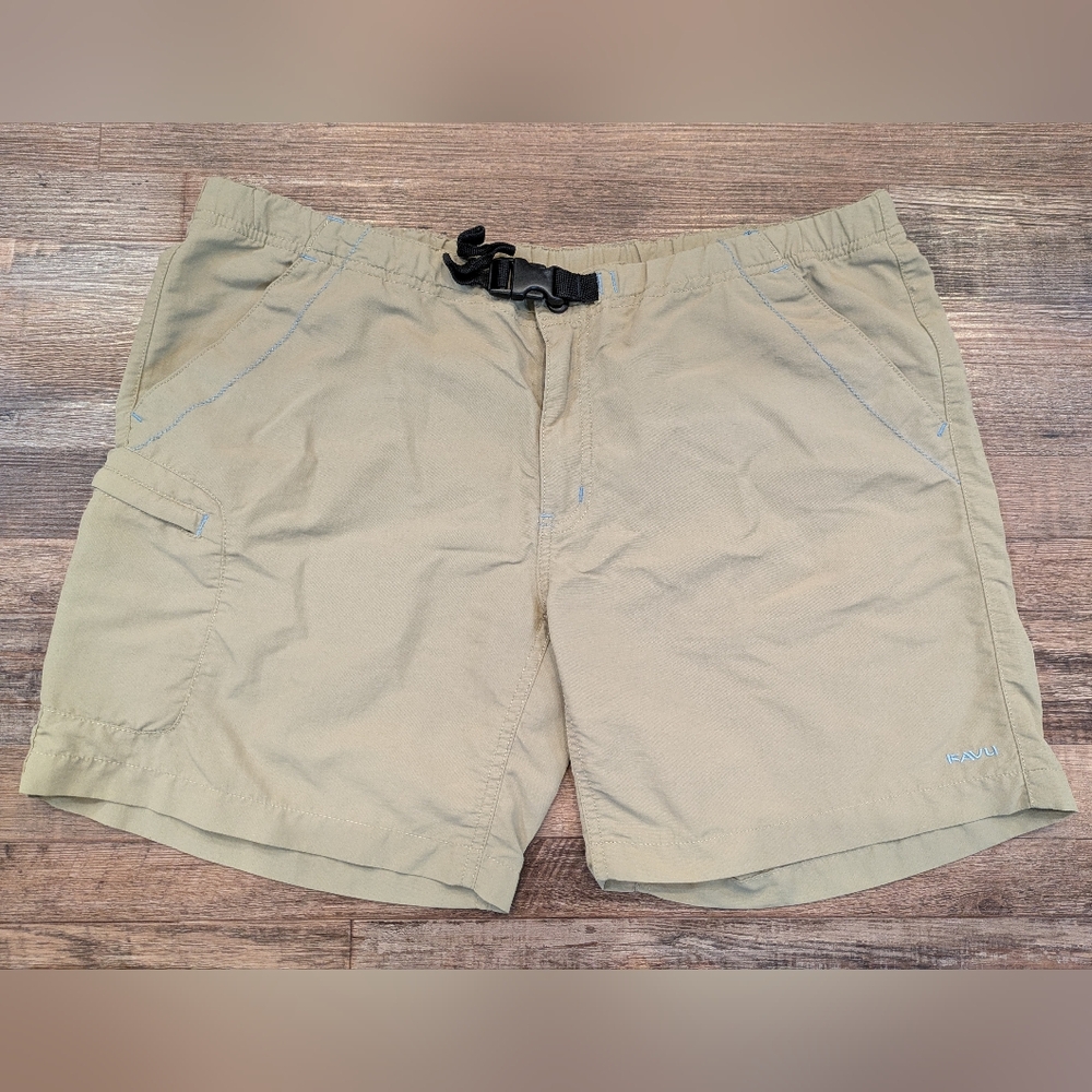 KAVU Men's Belted Hiking River Shorts Outdoor Hiking Casual Tan Quick Dry Sz XL